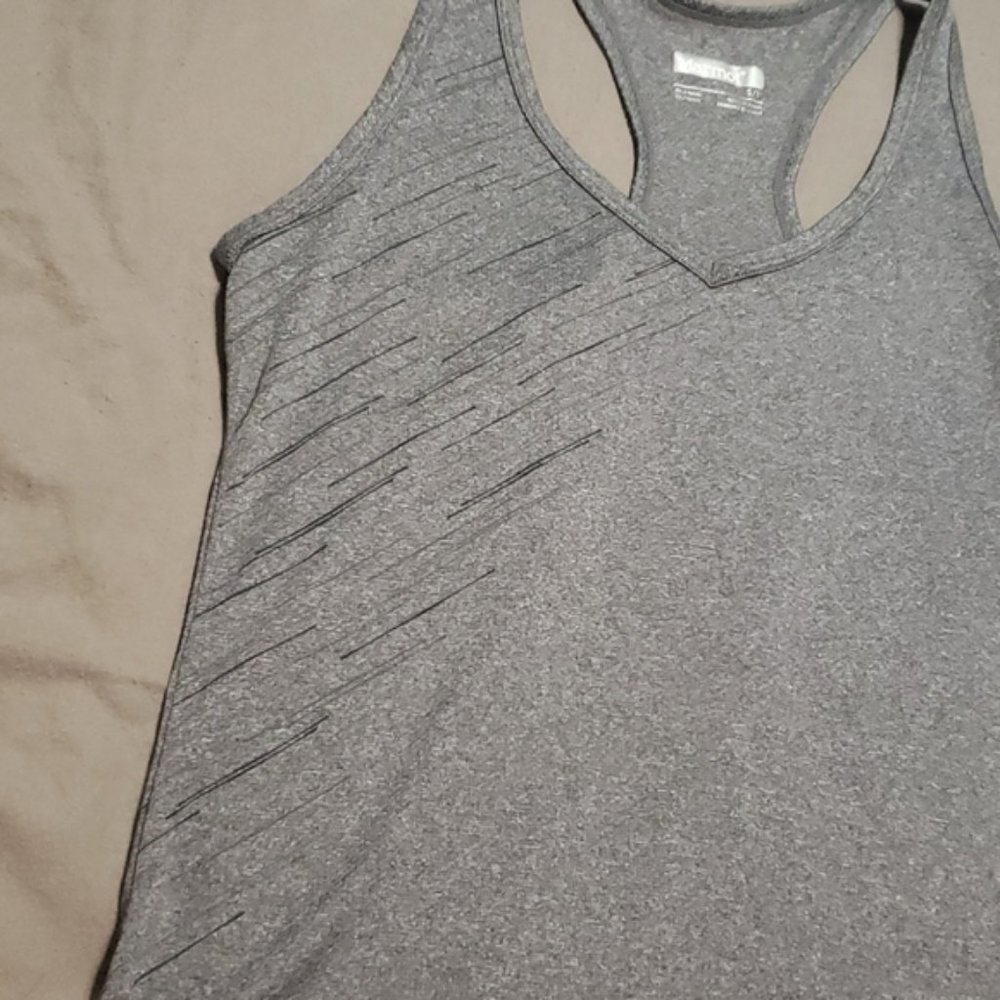 Marmot Grey V Neck Racer Back Tank Top Womens Small